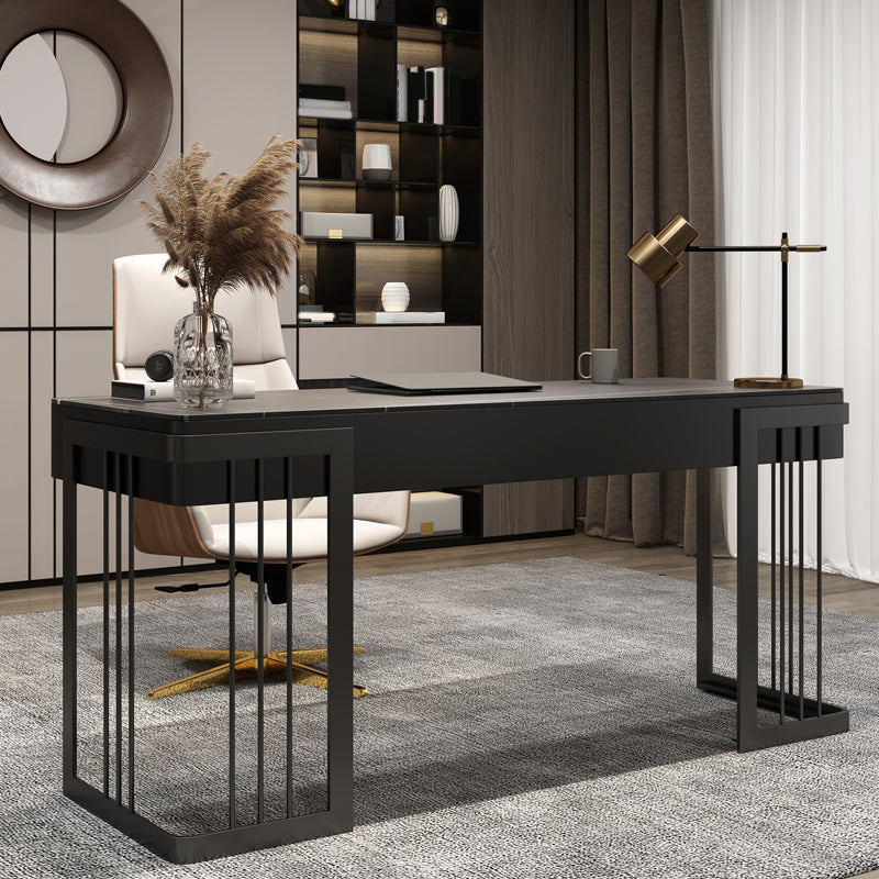 Contemporary Writing Desk Curved Sled Office Desk Black and White