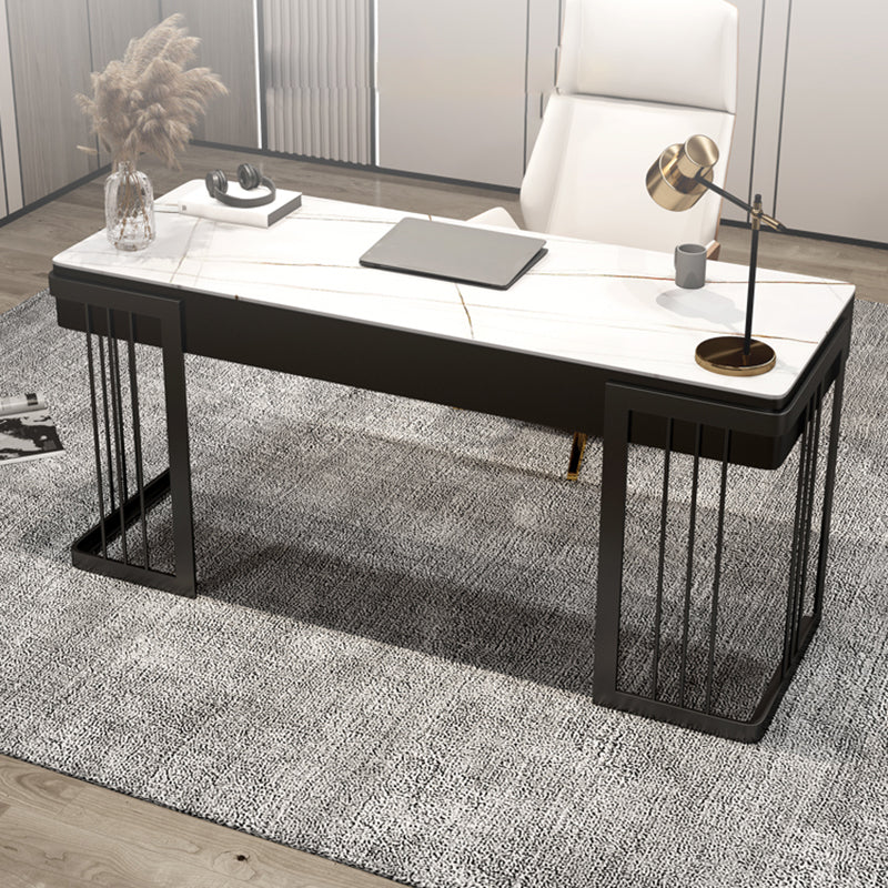 Contemporary Writing Desk Curved Sled Office Desk Black and White