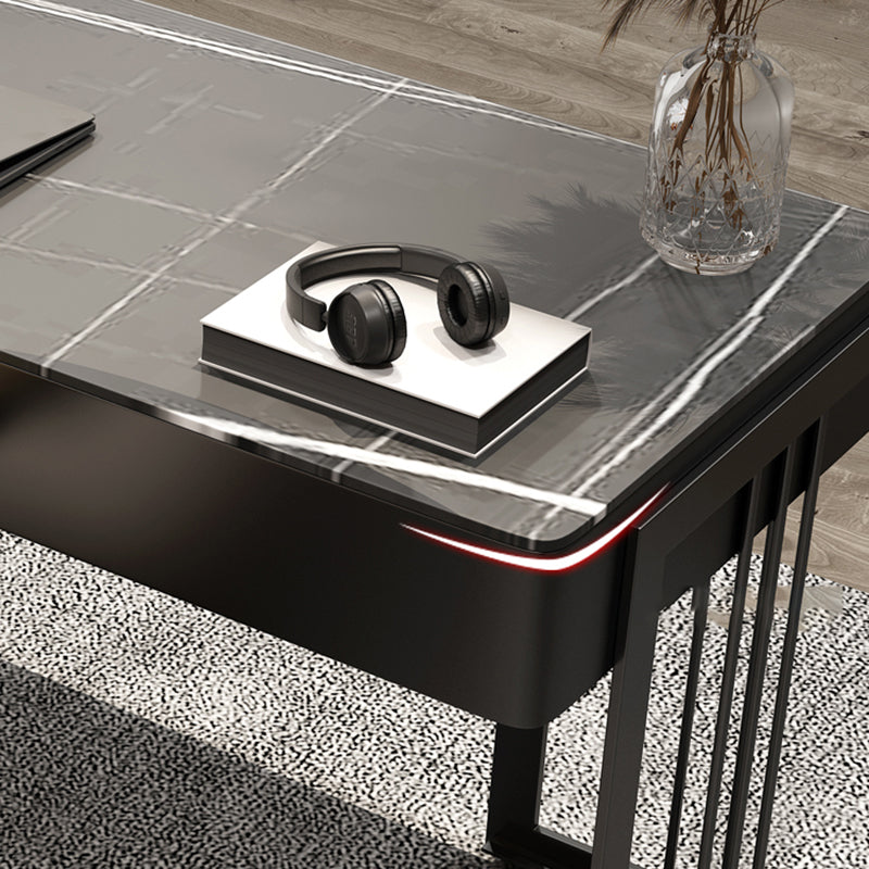 Contemporary Writing Desk Curved Sled Office Desk Black and White
