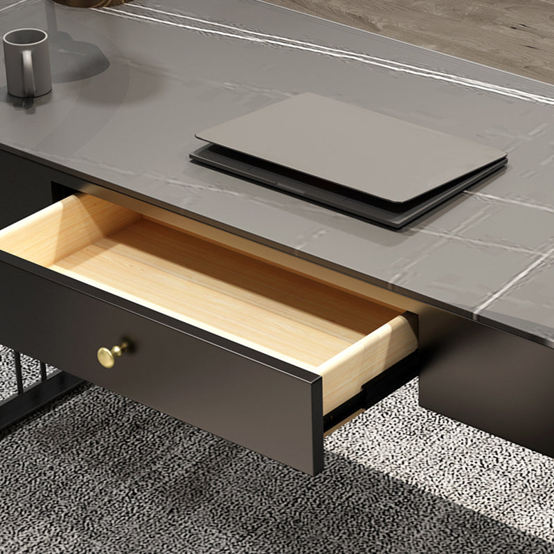 Contemporary Writing Desk Curved Sled Office Desk Black and White