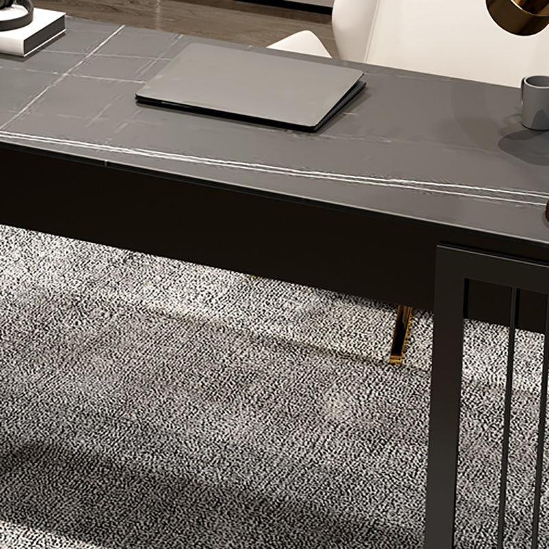 Contemporary Writing Desk Curved Sled Office Desk Black and White