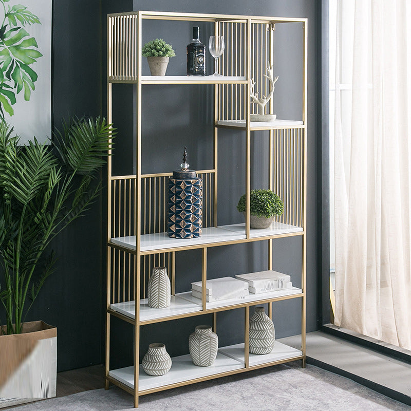 Glam Vertical Open Book Shelf Metal Etagere Shelf Bookcase for Office