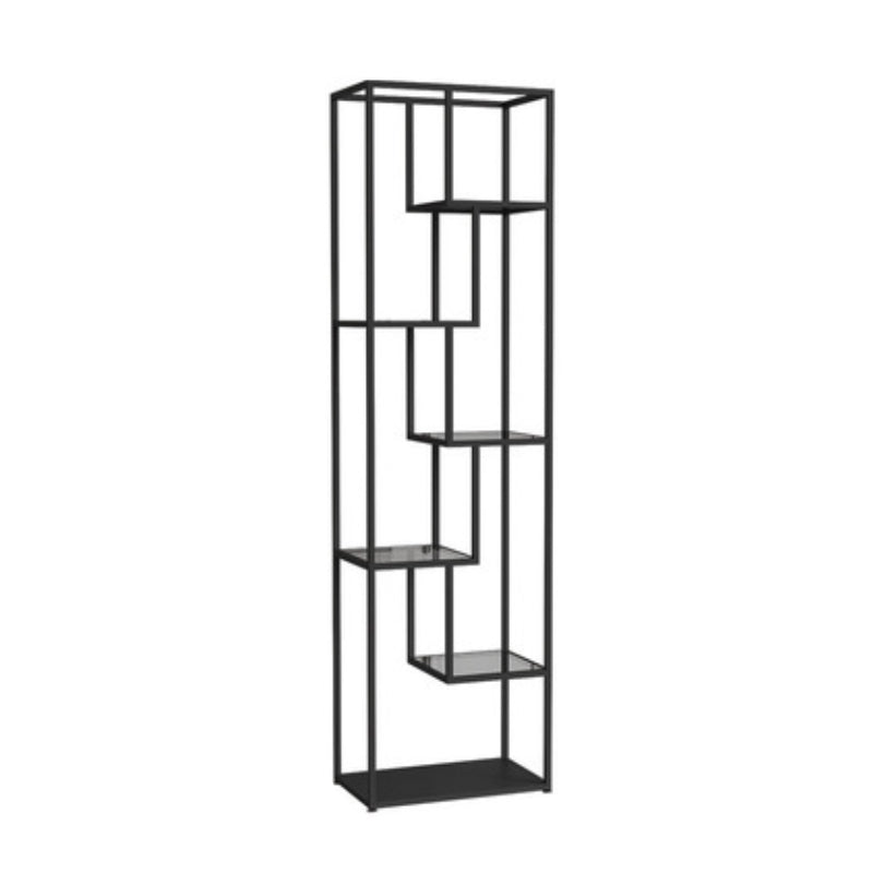 Gold and Black Vertical Shelf Bookcase Metal Home Open Book Shelf with Shelves