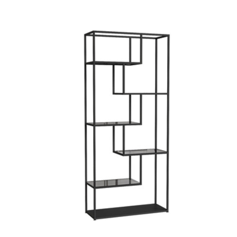 Gold and Black Vertical Shelf Bookcase Metal Home Open Book Shelf with Shelves