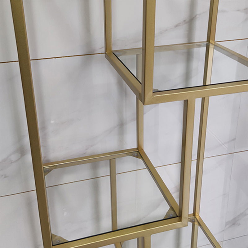 Gold and Black Vertical Shelf Bookcase Metal Home Open Book Shelf with Shelves