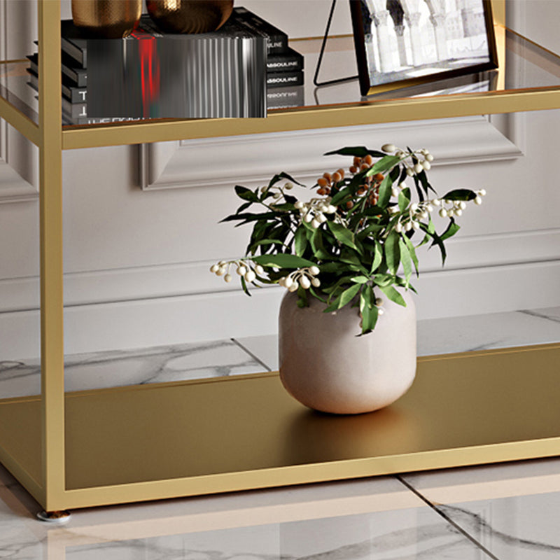 Gold and Black Vertical Shelf Bookcase Metal Home Open Book Shelf with Shelves