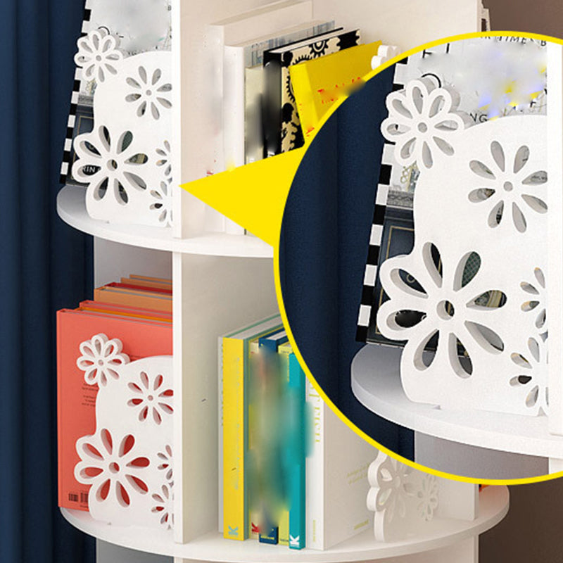 Contemporary Bookcase White Engineered Wood Vertical Shelf Bookcase