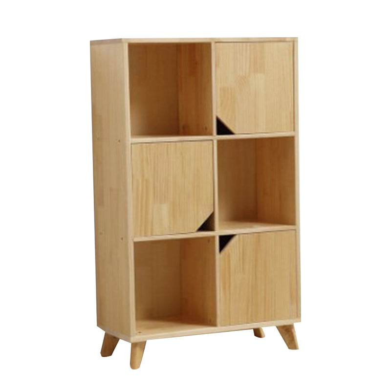 Natural Pine Bookshelf Modern Closed Back Bookcase with Shelves