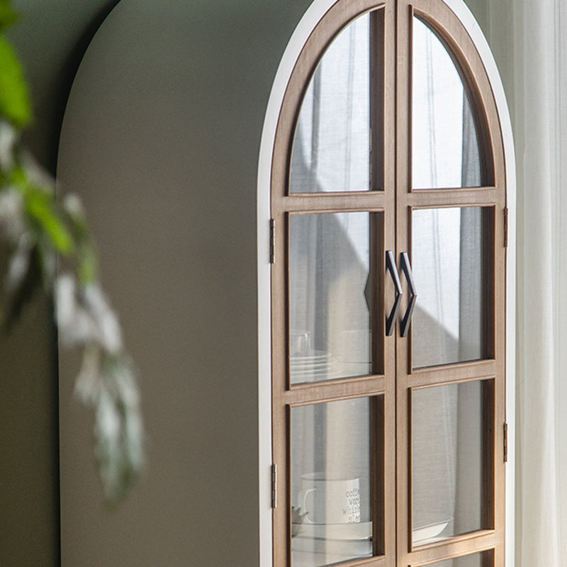 Traditional Wood Cabinet Multi-shelf Display Buffet Cabinet with Door for Living Room