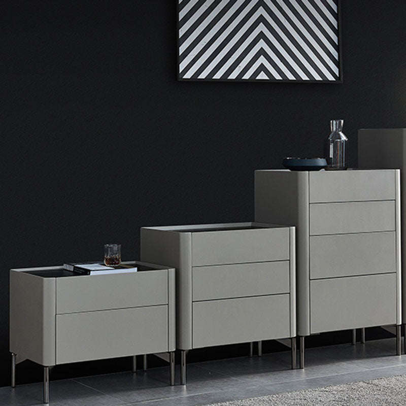 Contemporary Stone Storage Chest Vertical Bedroom Chest with Drawers
