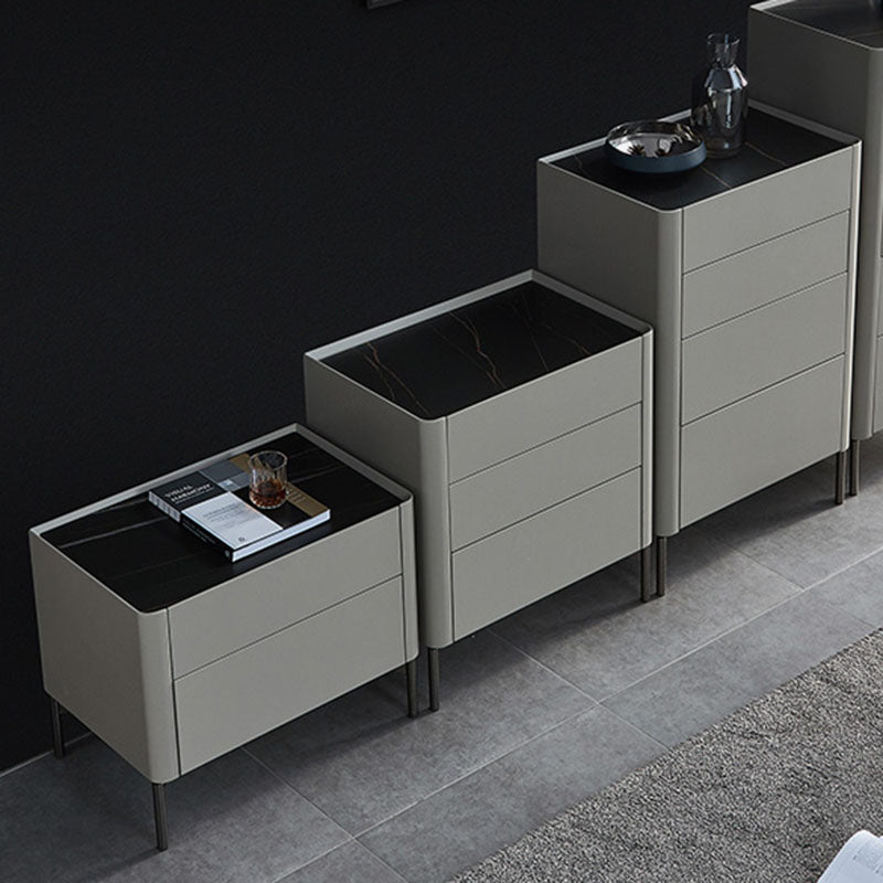 Contemporary Stone Storage Chest Vertical Bedroom Chest with Drawers