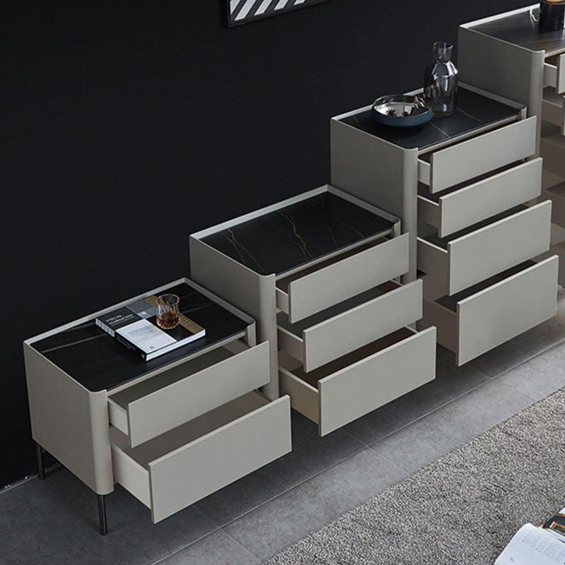 Contemporary Stone Storage Chest Vertical Bedroom Chest with Drawers