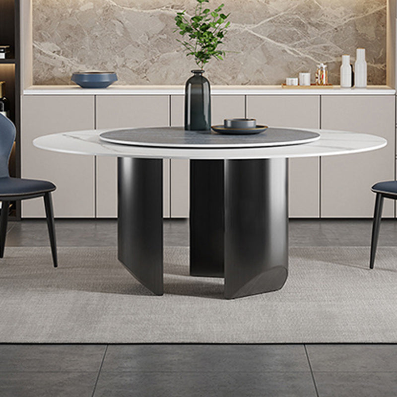 Modern Pedestal Base Dining Table Round Dinner Table with Stainless Steel Base