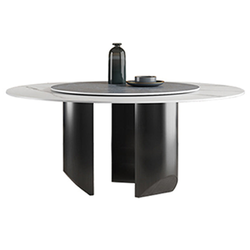 Modern Pedestal Base Dining Table Round Dinner Table with Stainless Steel Base
