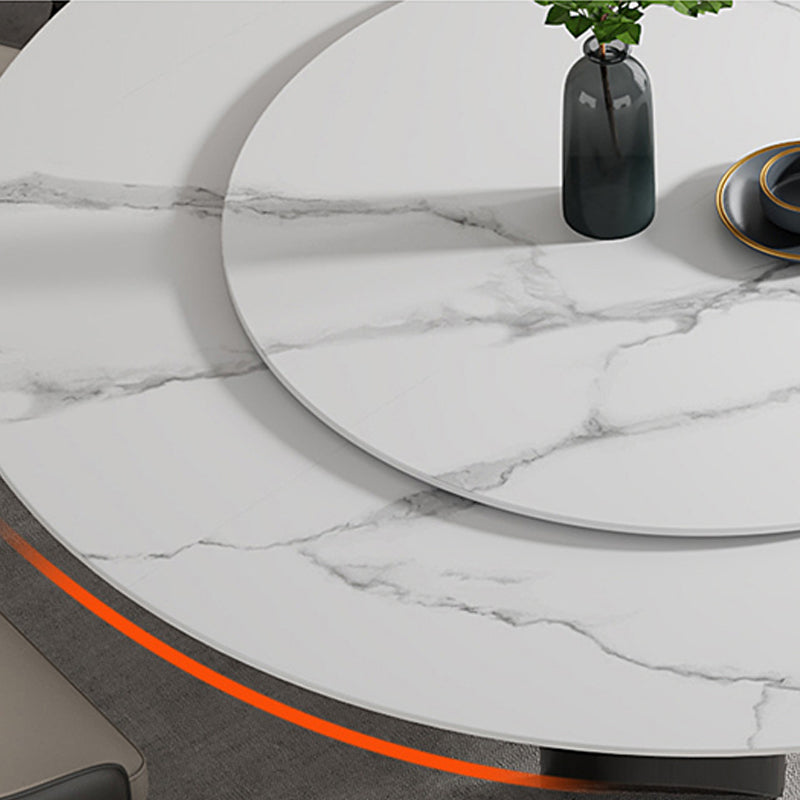 Modern Pedestal Base Dining Table Round Dinner Table with Stainless Steel Base