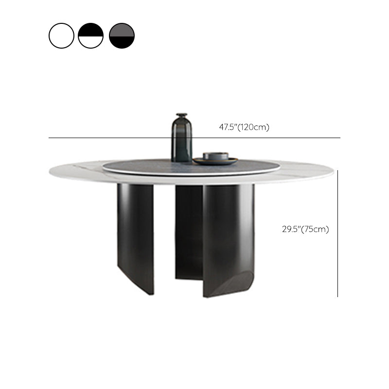 Modern Pedestal Base Dining Table Round Dinner Table with Stainless Steel Base