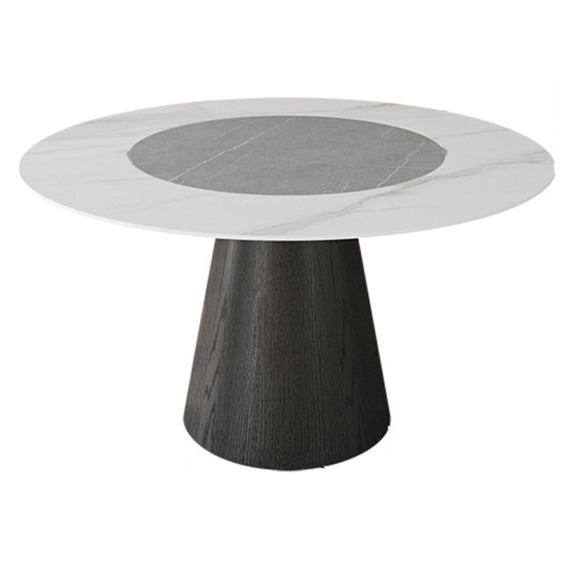 Modern Pedestal Casual Dining Table Round Dining Table with Ash Wood Base
