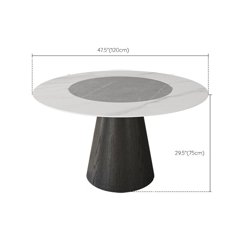Modern Pedestal Casual Dining Table Round Dining Table with Ash Wood Base
