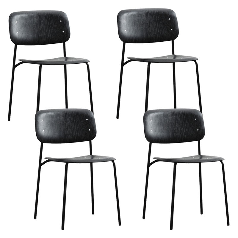 Contemporary Style Armless Chair Open Back Side Wooden Chair with Metal Base