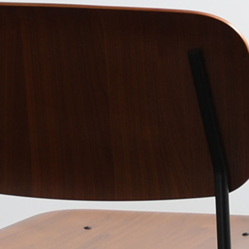 Contemporary Style Armless Chair Open Back Side Wooden Chair with Metal Base