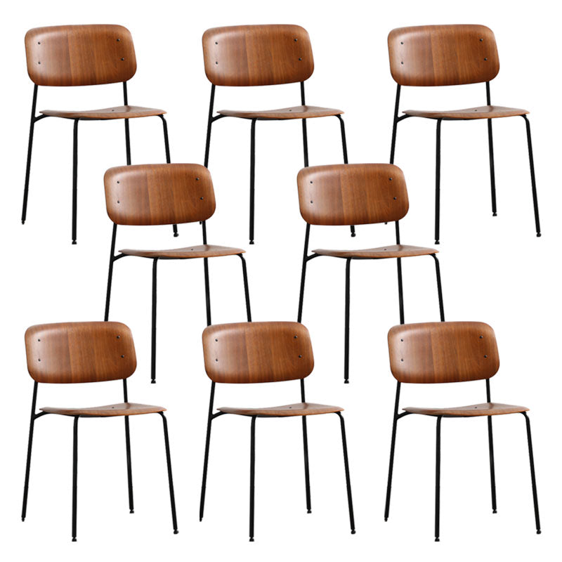 Contemporary Style Armless Chair Open Back Side Wooden Chair with Metal Base