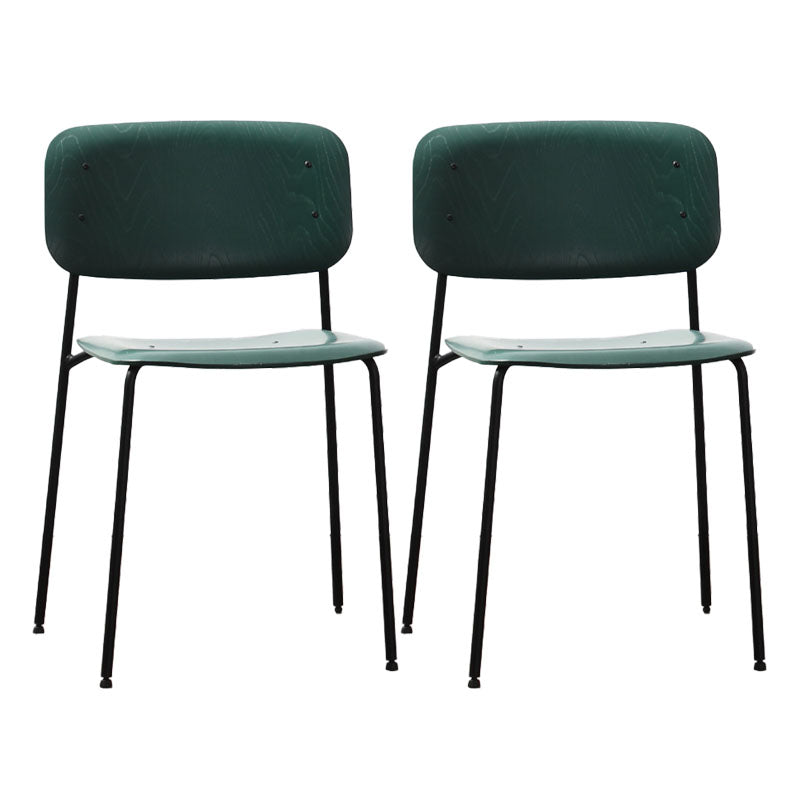 Contemporary Style Armless Chair Open Back Side Wooden Chair with Metal Base