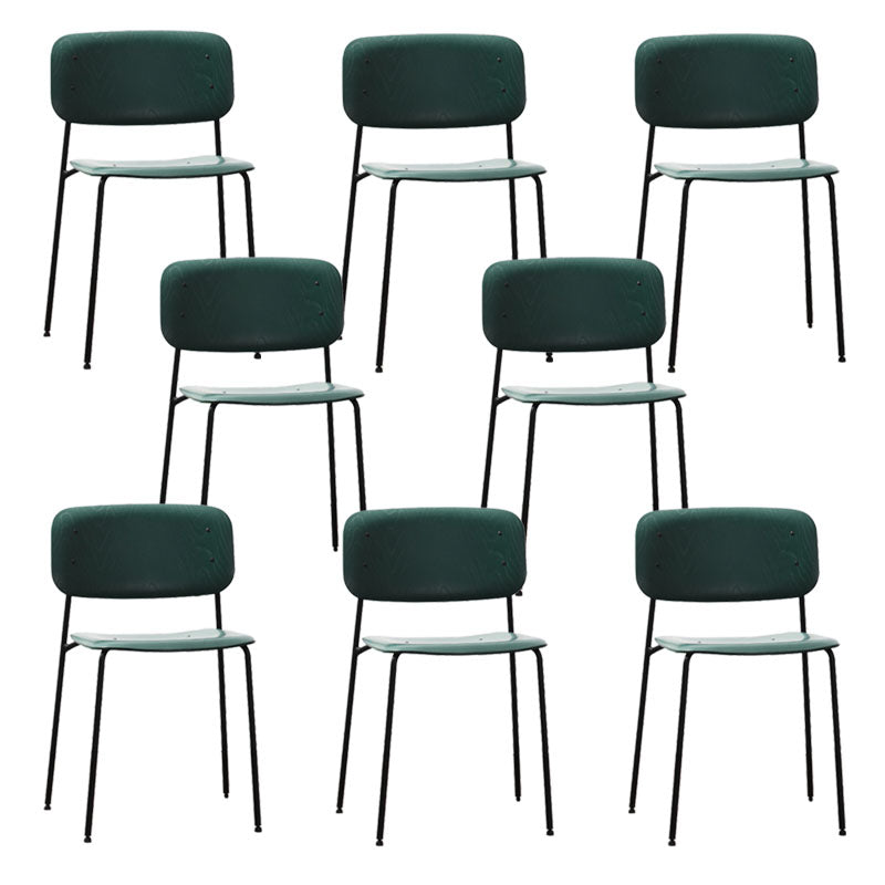 Contemporary Style Armless Chair Open Back Side Wooden Chair with Metal Base