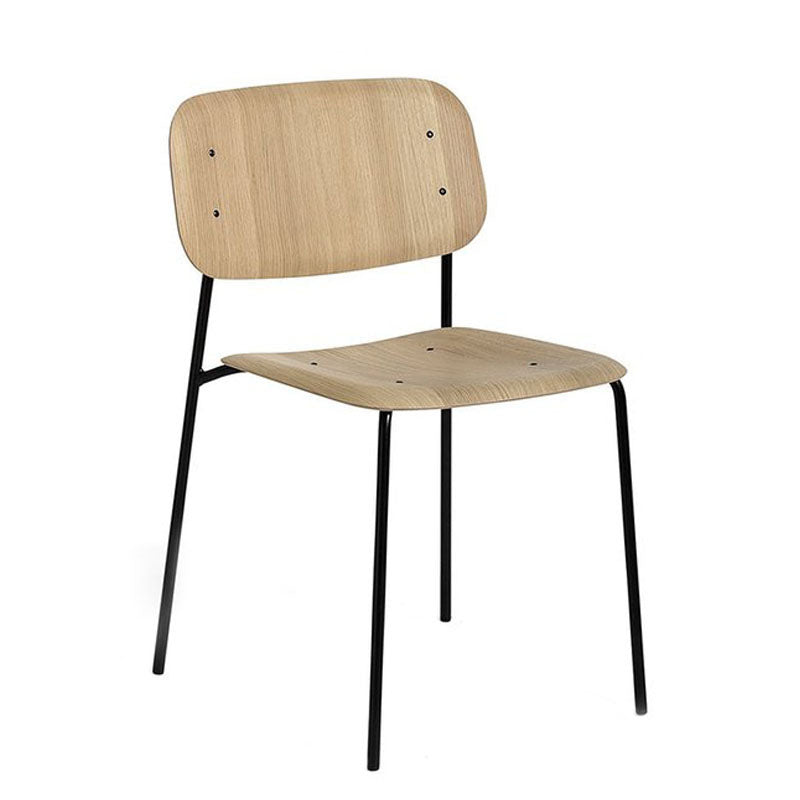 Contemporary Style Armless Chair Open Back Side Wooden Chair with Metal Base