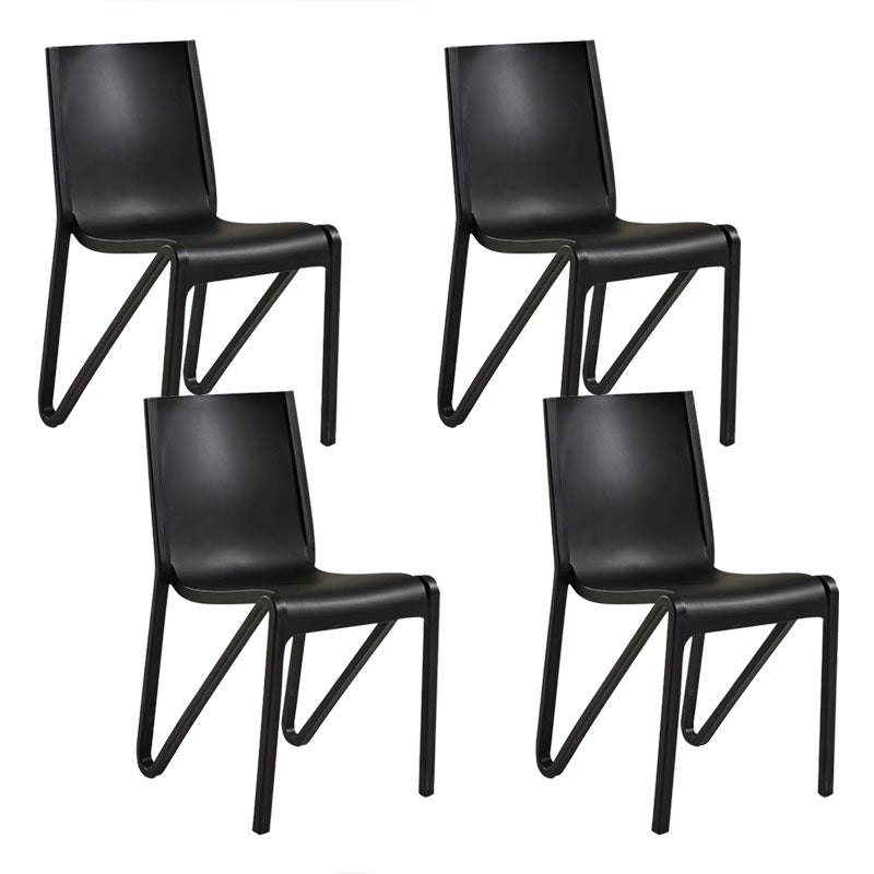 Contemporary Style Armless Chair Plastic Solid Back Side Dining Chair for Restaurant