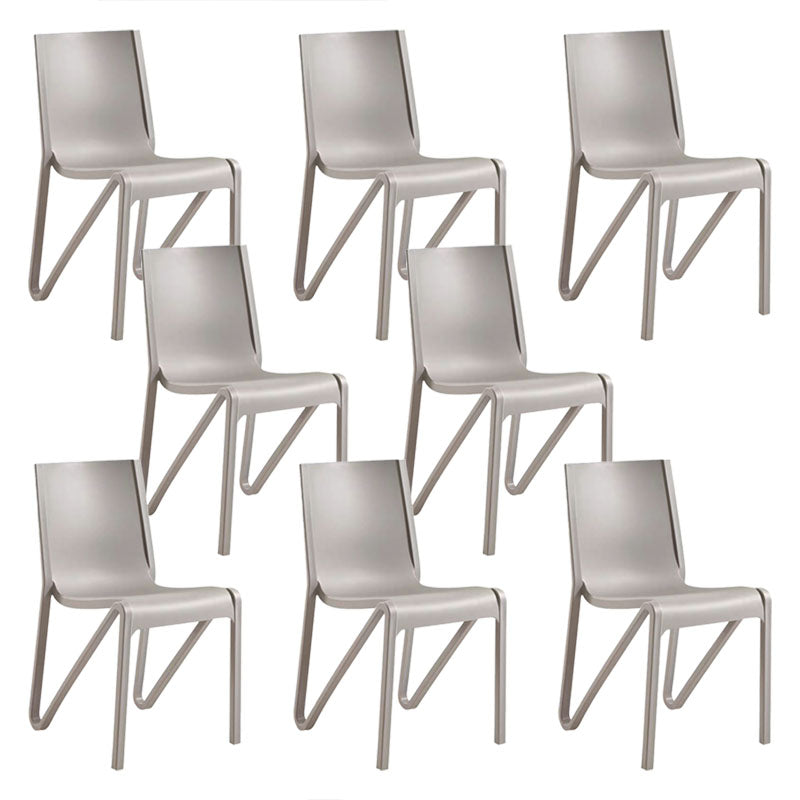Contemporary Style Armless Chair Plastic Solid Back Side Dining Chair for Restaurant