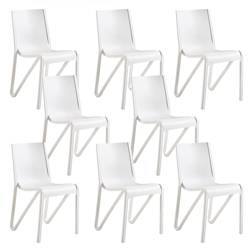 Contemporary Style Armless Chair Plastic Solid Back Side Dining Chair for Restaurant