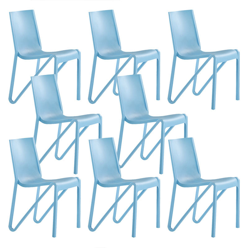 Contemporary Style Armless Chair Plastic Solid Back Side Dining Chair for Restaurant