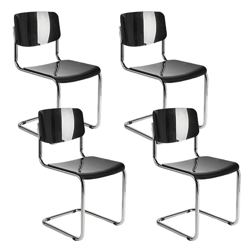 Contemporary Style Armless Chair Plastic Open Back Side Chair with Metal Base