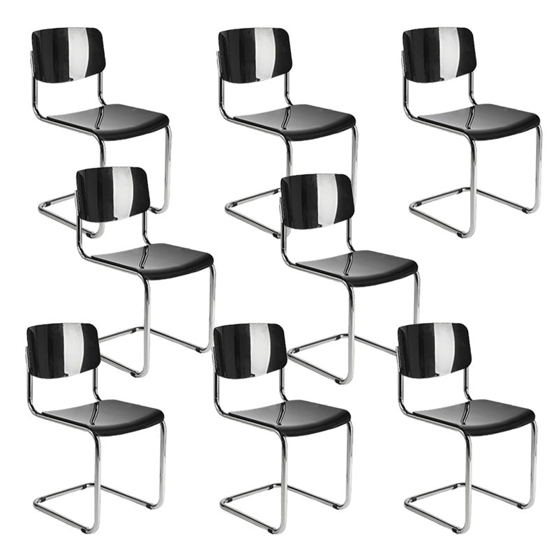 Contemporary Style Armless Chair Plastic Open Back Side Chair with Metal Base