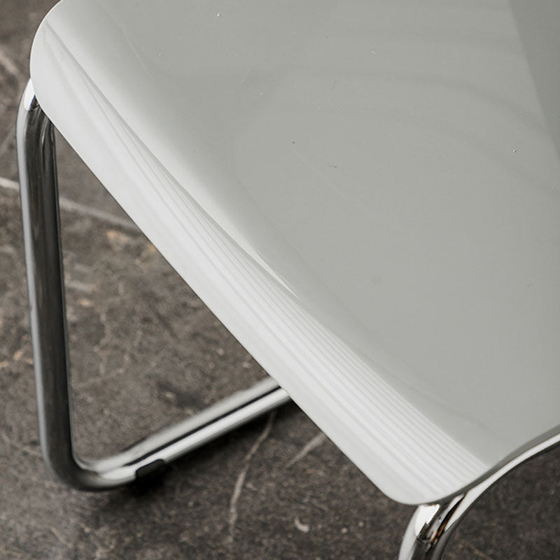 Contemporary Style Armless Chair Plastic Open Back Side Chair with Metal Base