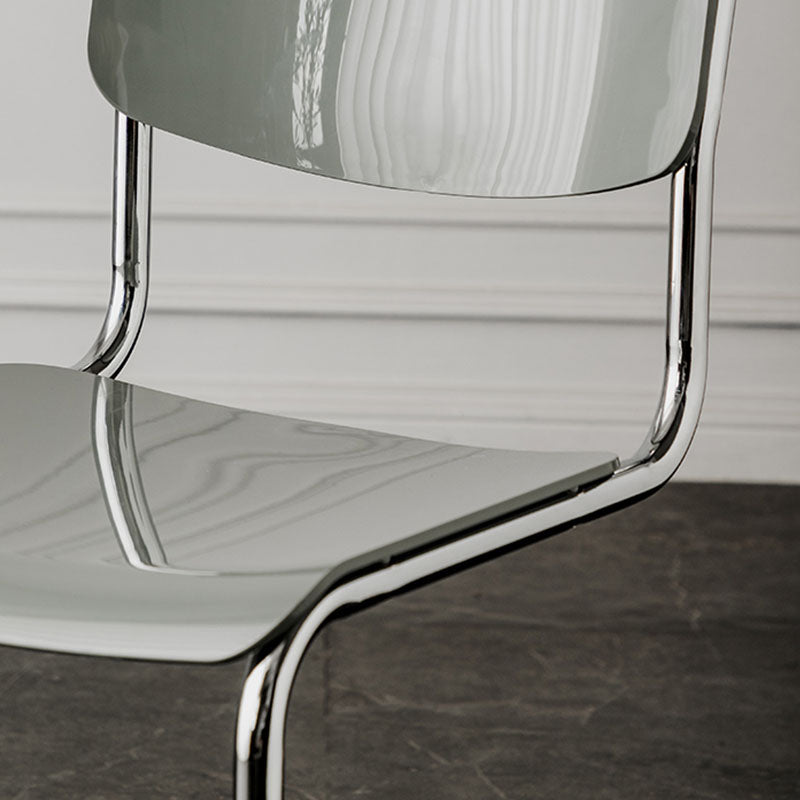 Contemporary Style Armless Chair Plastic Open Back Side Chair with Metal Base