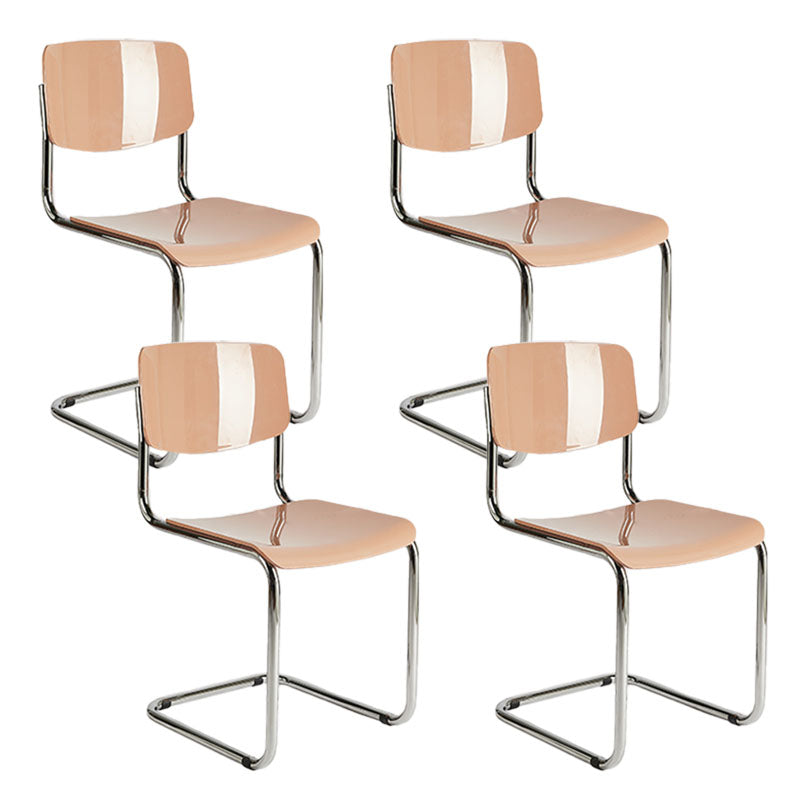 Contemporary Style Armless Chair Plastic Open Back Side Chair with Metal Base