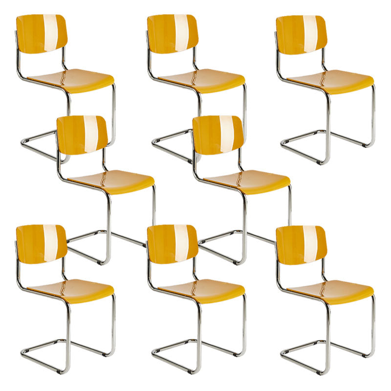 Contemporary Style Armless Chair Plastic Open Back Side Chair with Metal Base