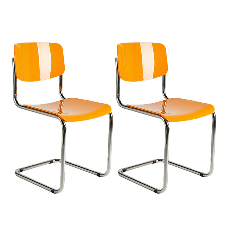 Contemporary Style Armless Chair Plastic Open Back Side Chair with Metal Base