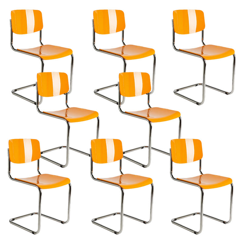 Contemporary Style Armless Chair Plastic Open Back Side Chair with Metal Base