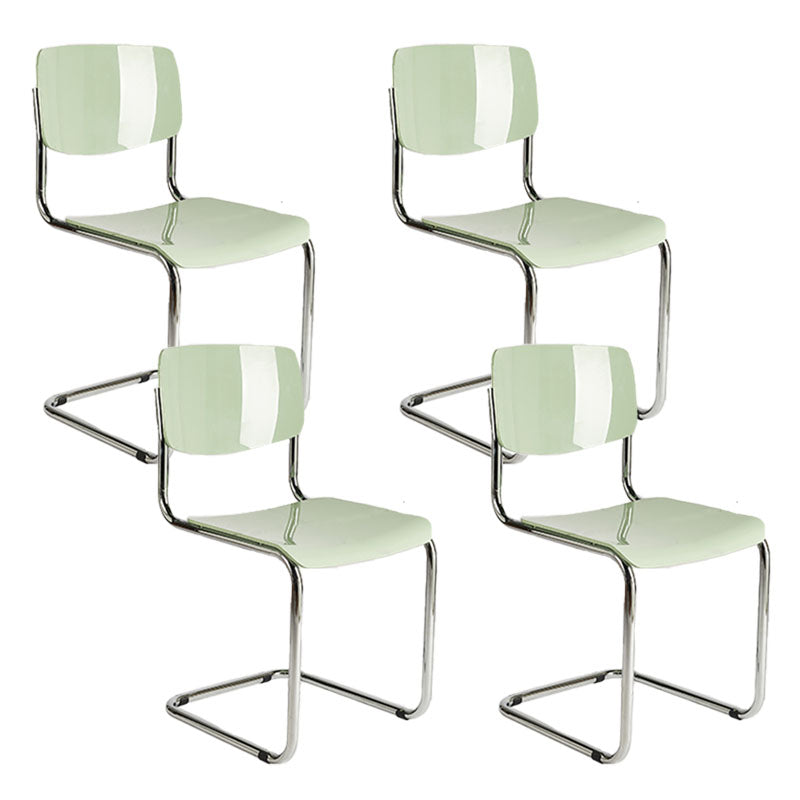 Contemporary Style Armless Chair Plastic Open Back Side Chair with Metal Base