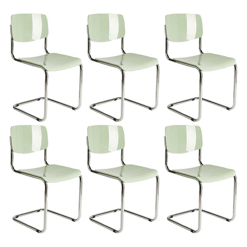 Contemporary Style Armless Chair Plastic Open Back Side Chair with Metal Base