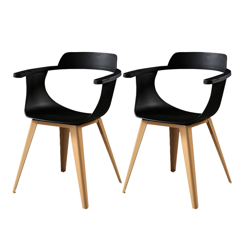 Modern Open Back Side Chair Plastic Arm Chair with Metal Base for Dining Room