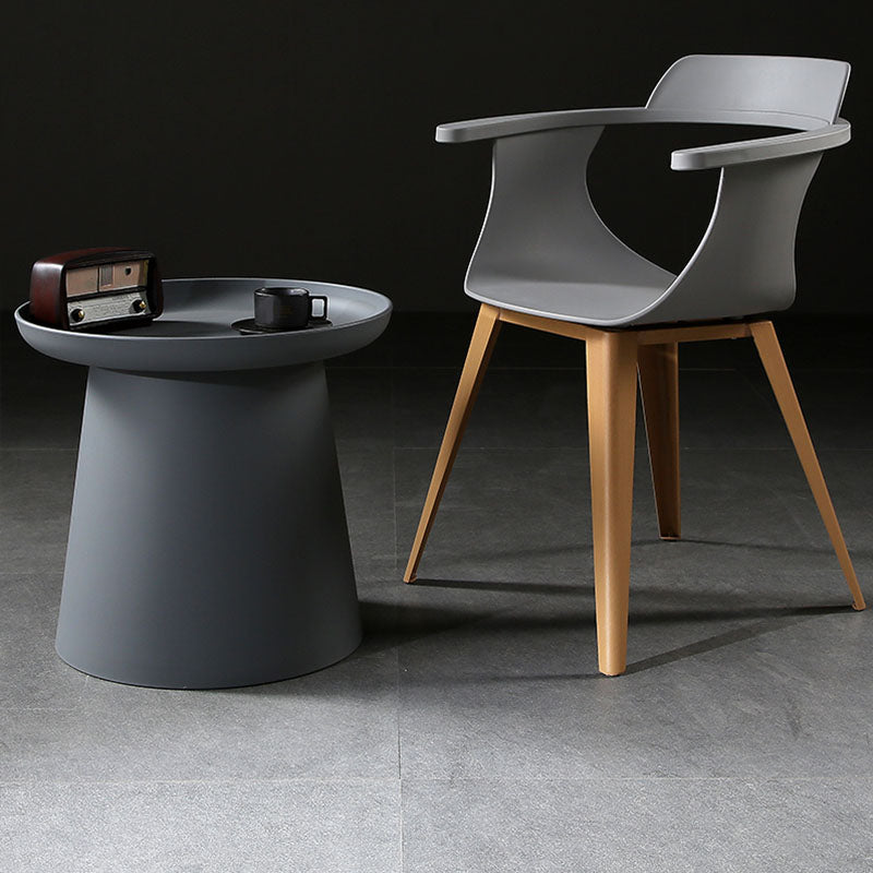 Modern Open Back Side Chair Plastic Arm Chair with Metal Base for Dining Room