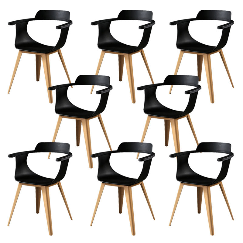 Modern Open Back Side Chair Plastic Arm Chair with Metal Base for Dining Room
