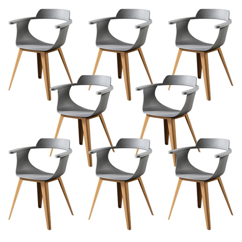 Modern Open Back Side Chair Plastic Arm Chair with Metal Base for Dining Room