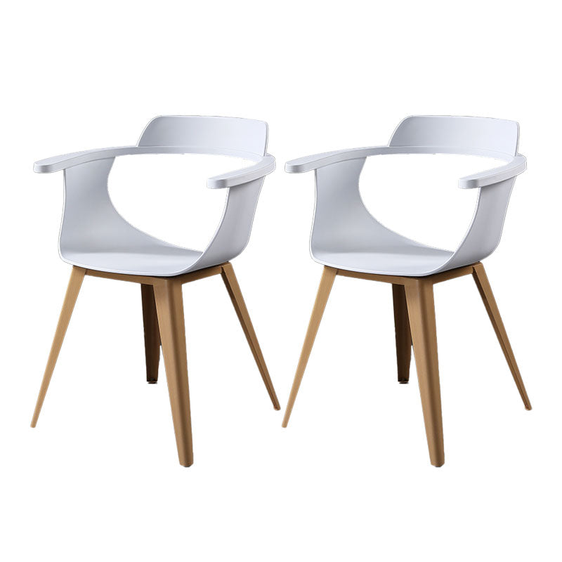Modern Open Back Side Chair Plastic Arm Chair with Metal Base for Dining Room