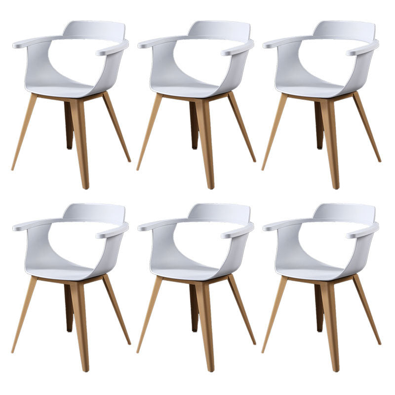 Modern Open Back Side Chair Plastic Arm Chair with Metal Base for Dining Room