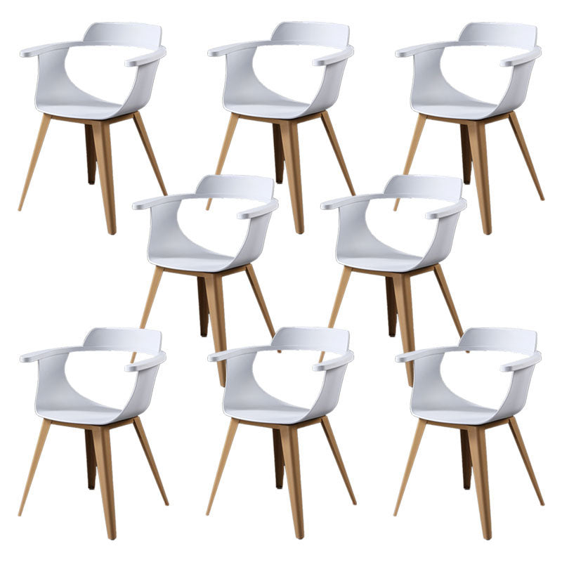 Modern Open Back Side Chair Plastic Arm Chair with Metal Base for Dining Room
