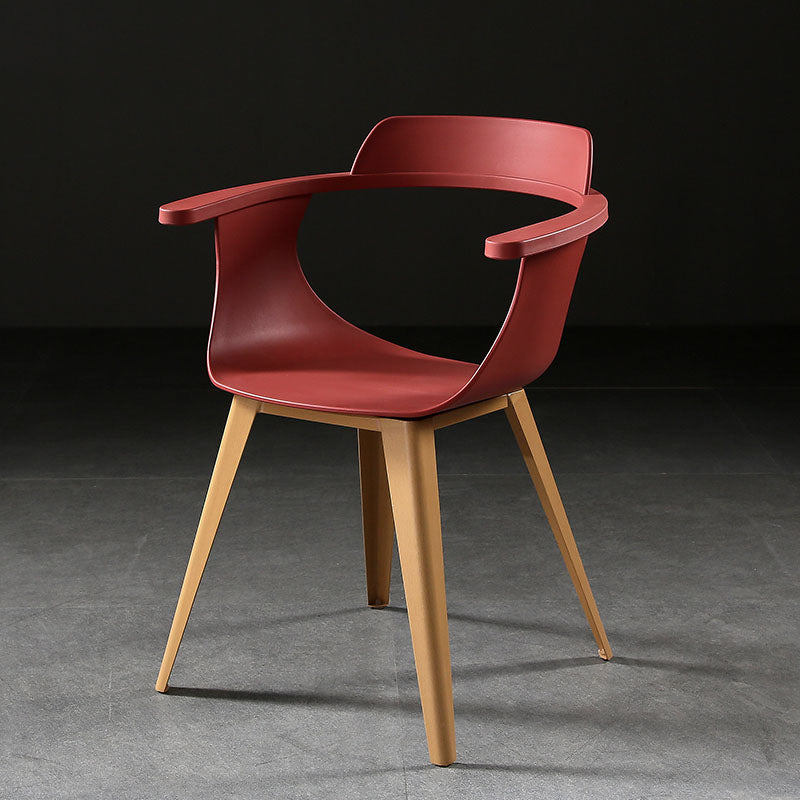 Modern Open Back Side Chair Plastic Arm Chair with Metal Base for Dining Room